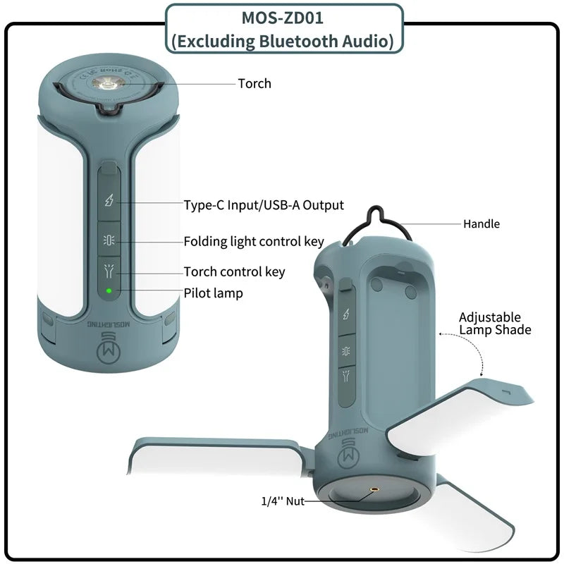 MOSLIGHTING Camping Lantern 9000mAh Bluetooth Speaker