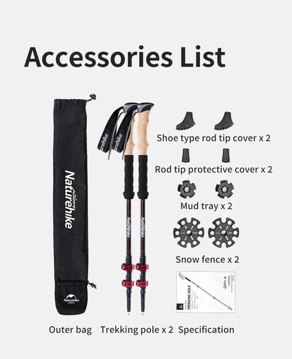 Naturehike Carbon Fiber Telescopic Trekking Poles